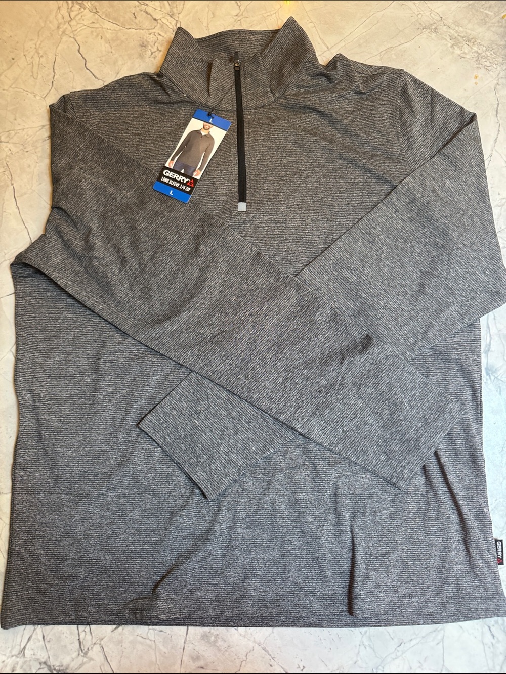 Gerry brand Men’s Heathered Charcoal Quarter-Zip Sweater pullover size large